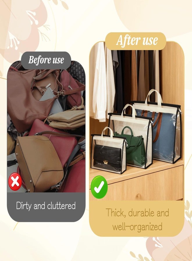 مجموعة شينليو من 15 كيس غبار لحقائب اليد، 3 أحجام، منظم تخزين شفاف لحقائب اليد للخزانة، حقيبة تخزين لحماية الحقيبة مزودة بسحاب ومقبض، حقيبة غطاء غبار معلقة لحقيبة اليد - Image 4